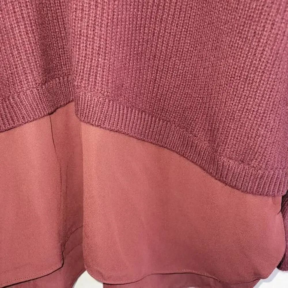 Ann Taylor Sweater Womens Pull Over Wool Blend Mixed‎ Media Burgundy 2XL